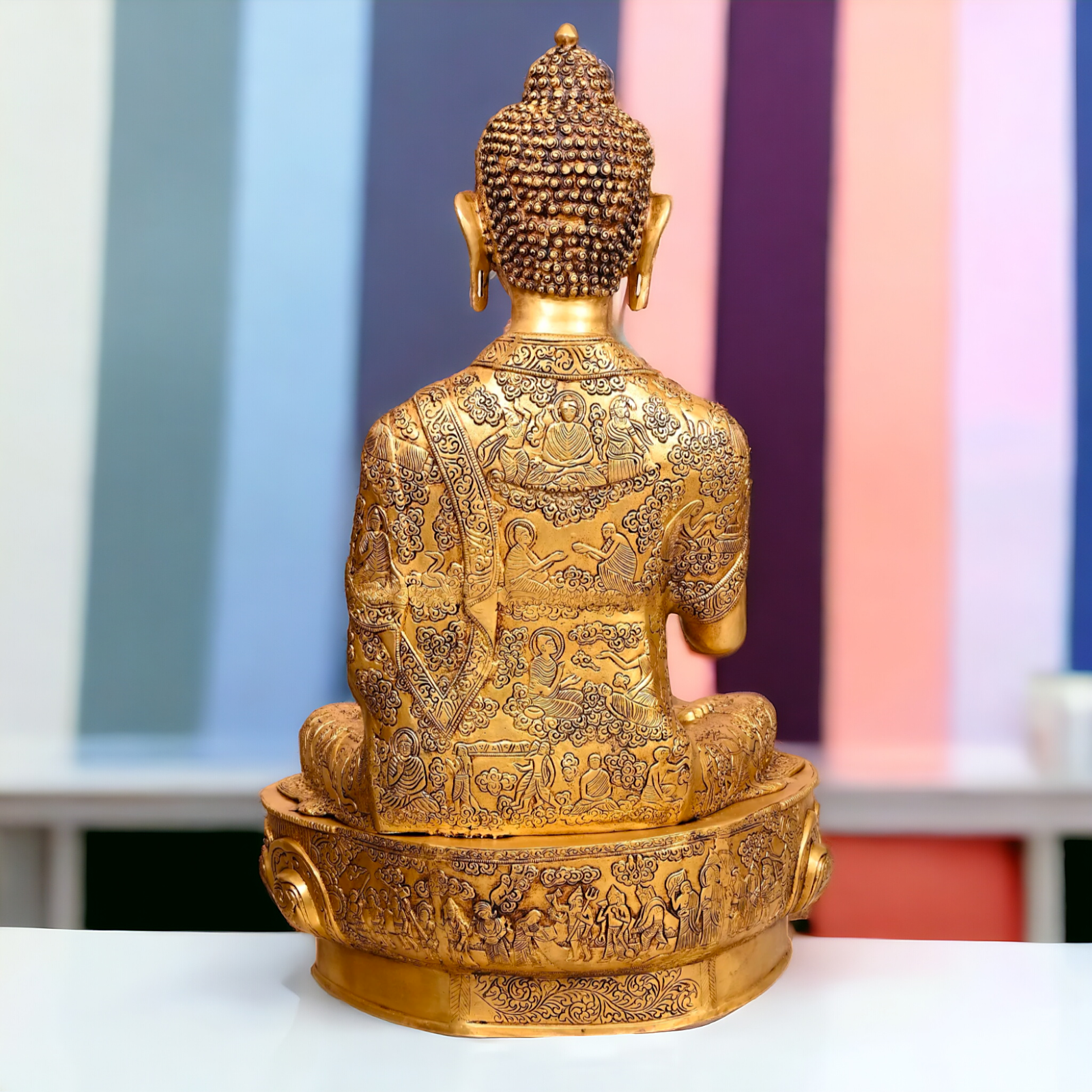 Pital Buddha Sitting with Blessing Brass idol - 3 Feet