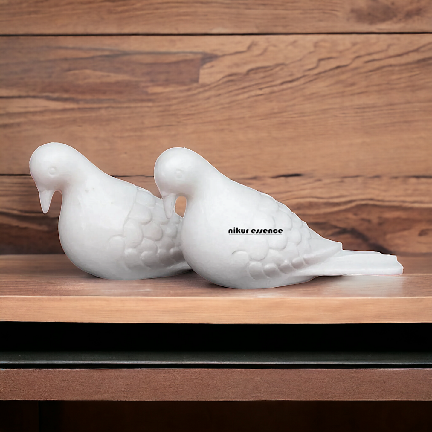 Pair pigeon marble idol - 10 Inches