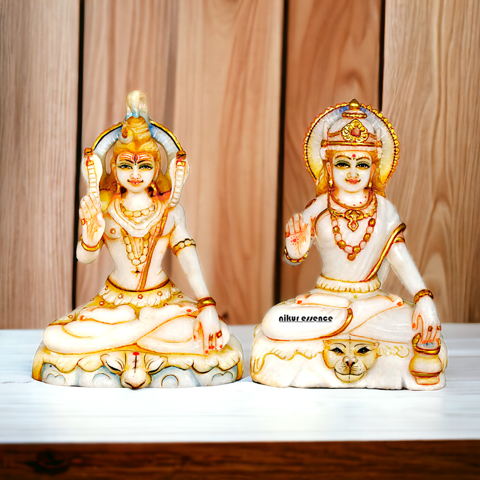 Pure Marble Shiva Parvati idol - 7 Inches