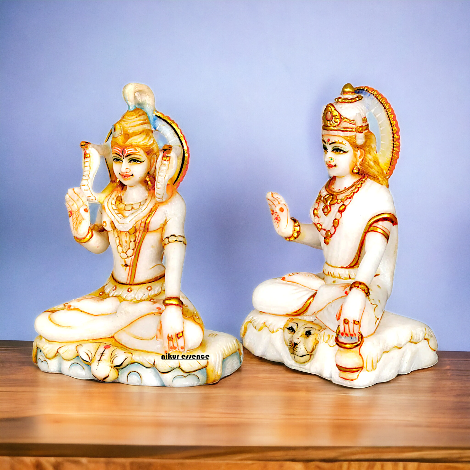 Pure Marble Shiva Parvati idol - 7 Inches