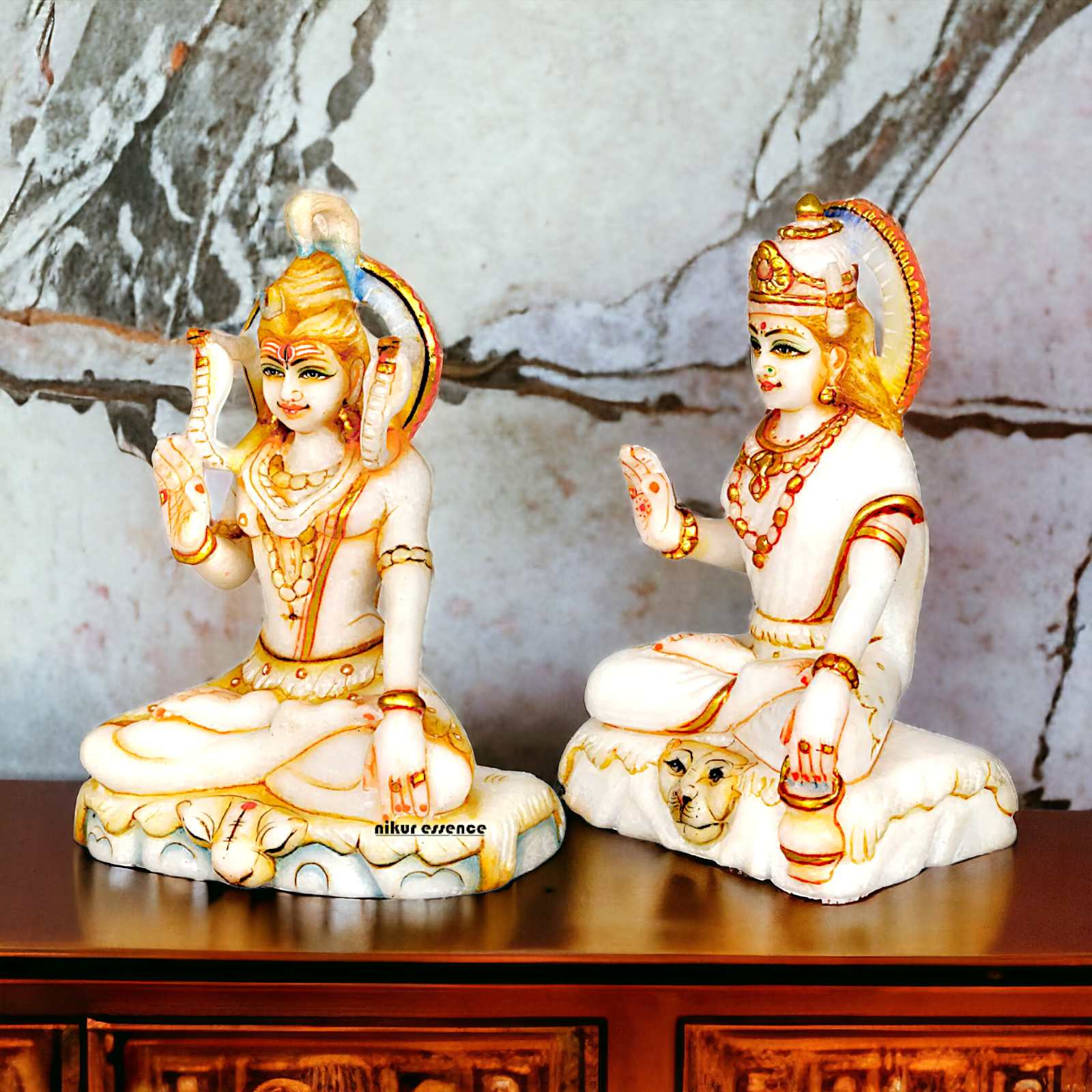 Pure Marble Shiva Parvati idol - 7 Inches