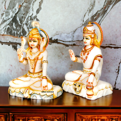 Pure Marble Shiva Parvati idol - 7 Inches