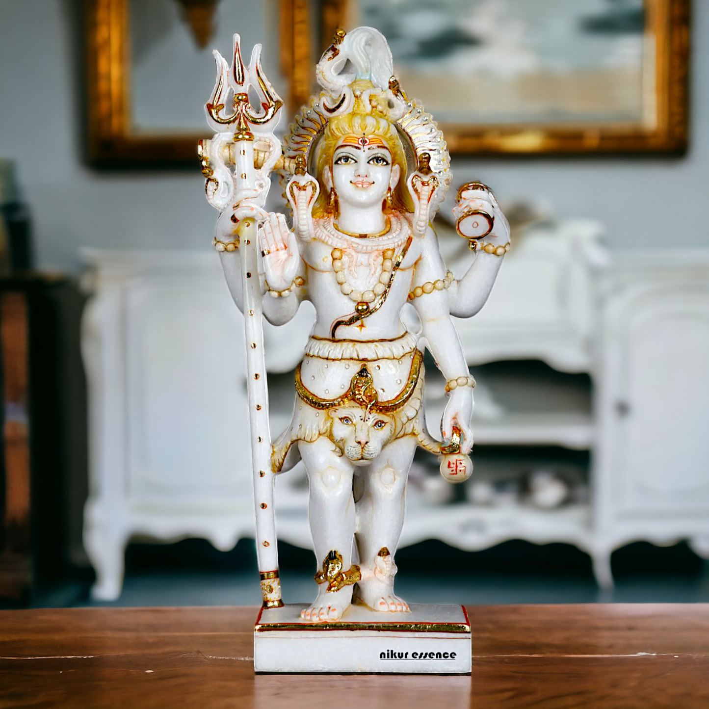 Pure Marble Shiva Standing with Blessing idol - 18 Inches