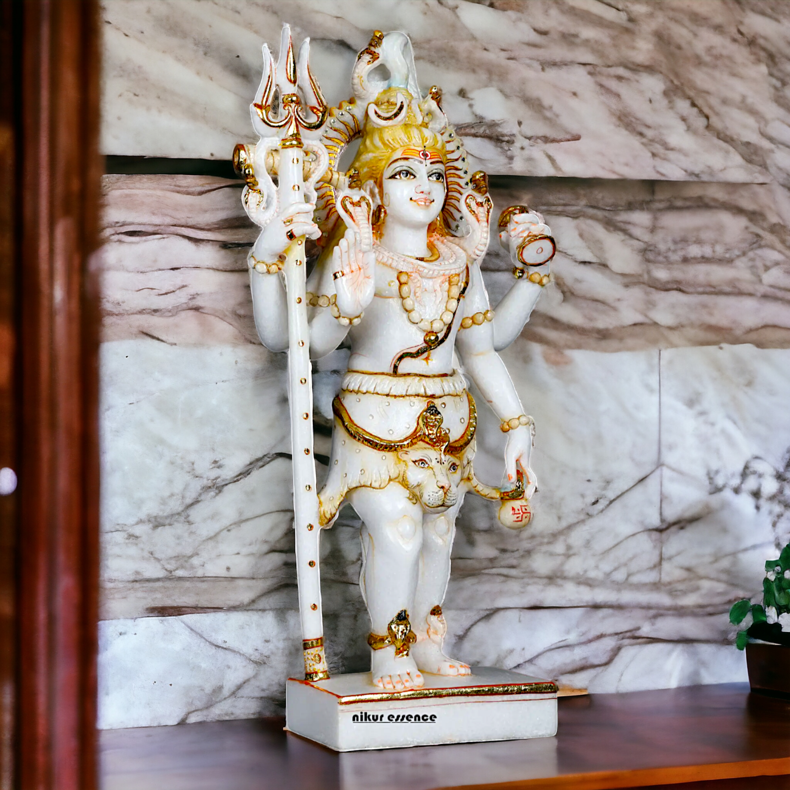 Pure Marble Shiva Standing with Blessing idol - 18 Inches