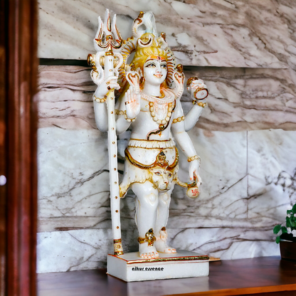 Pure Marble Shiva Standing with Blessing idol - 18 Inches