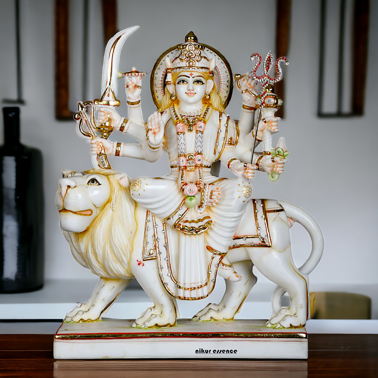 Marble Durga Sherawali Mata idol - 18 Inches