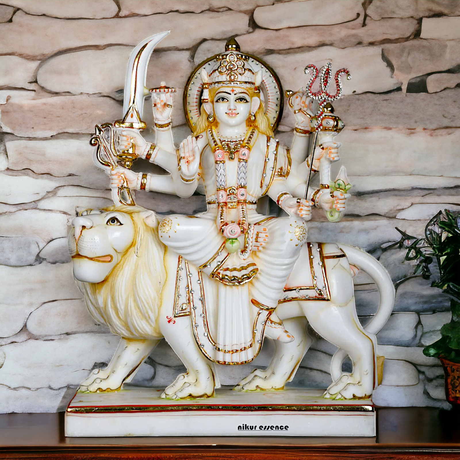 Marble Durga Sherawali Mata idol - 18 Inches