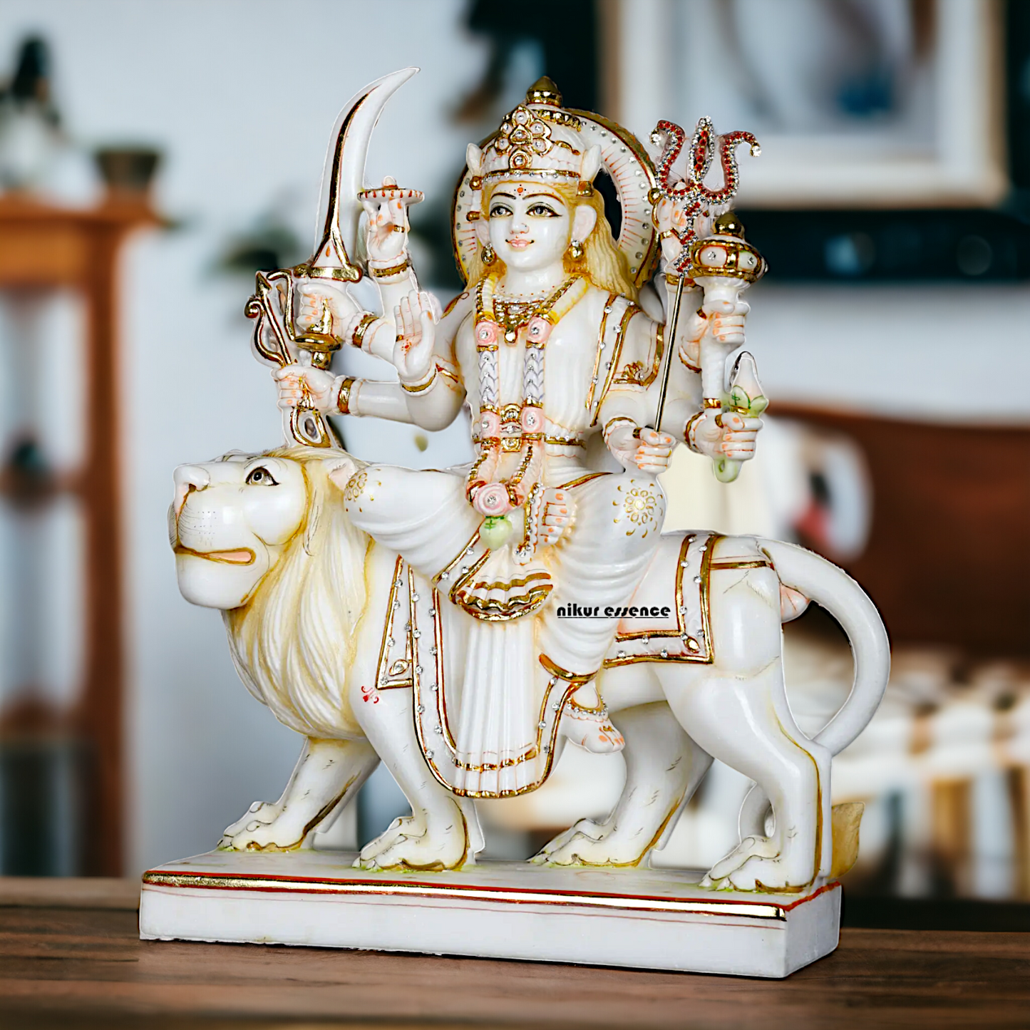 Marble Durga Sherawali Mata idol - 18 Inches