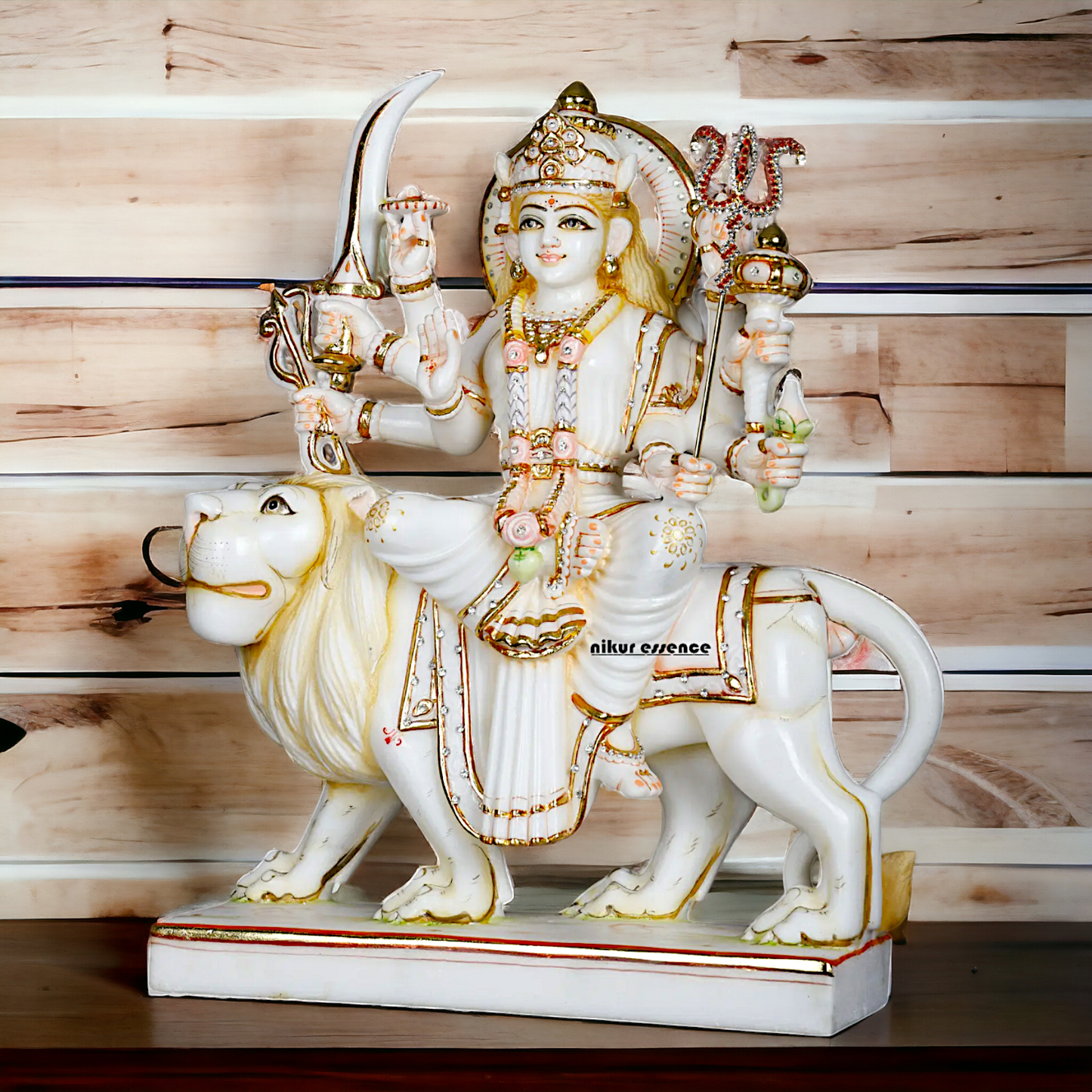 Marble Durga Sherawali Mata idol - 18 Inches