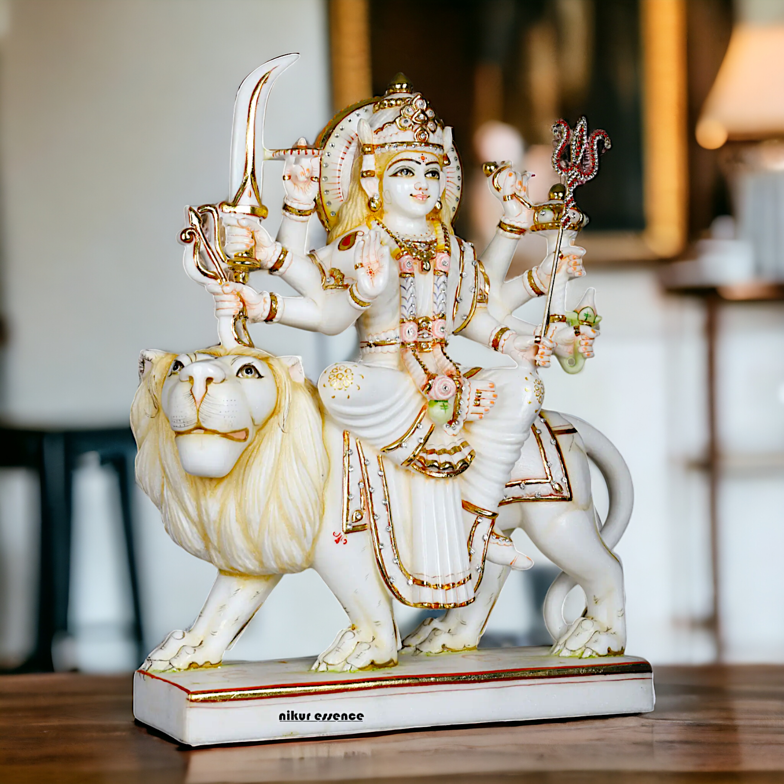 Marble Durga Sherawali Mata idol - 18 Inches