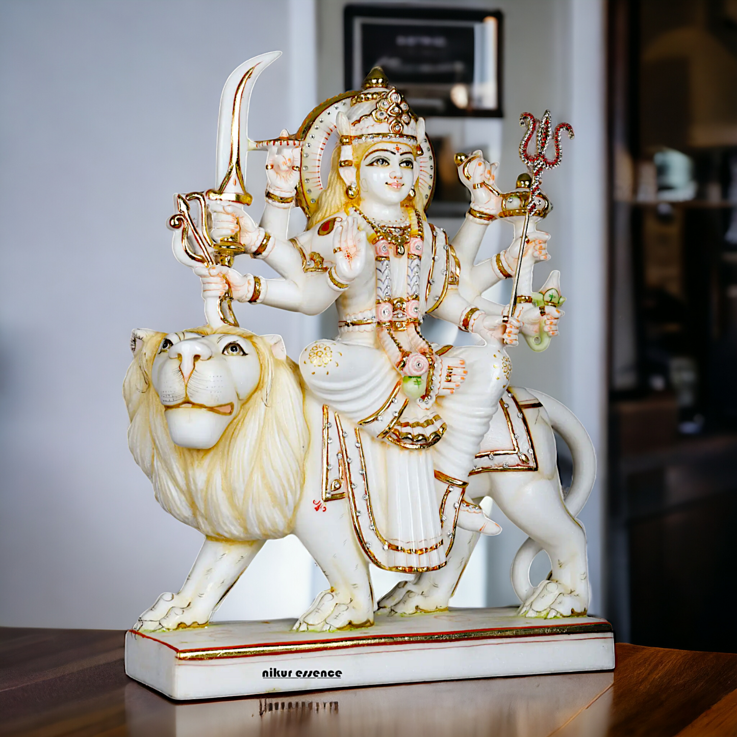 Marble Durga Sherawali Mata idol - 18 Inches