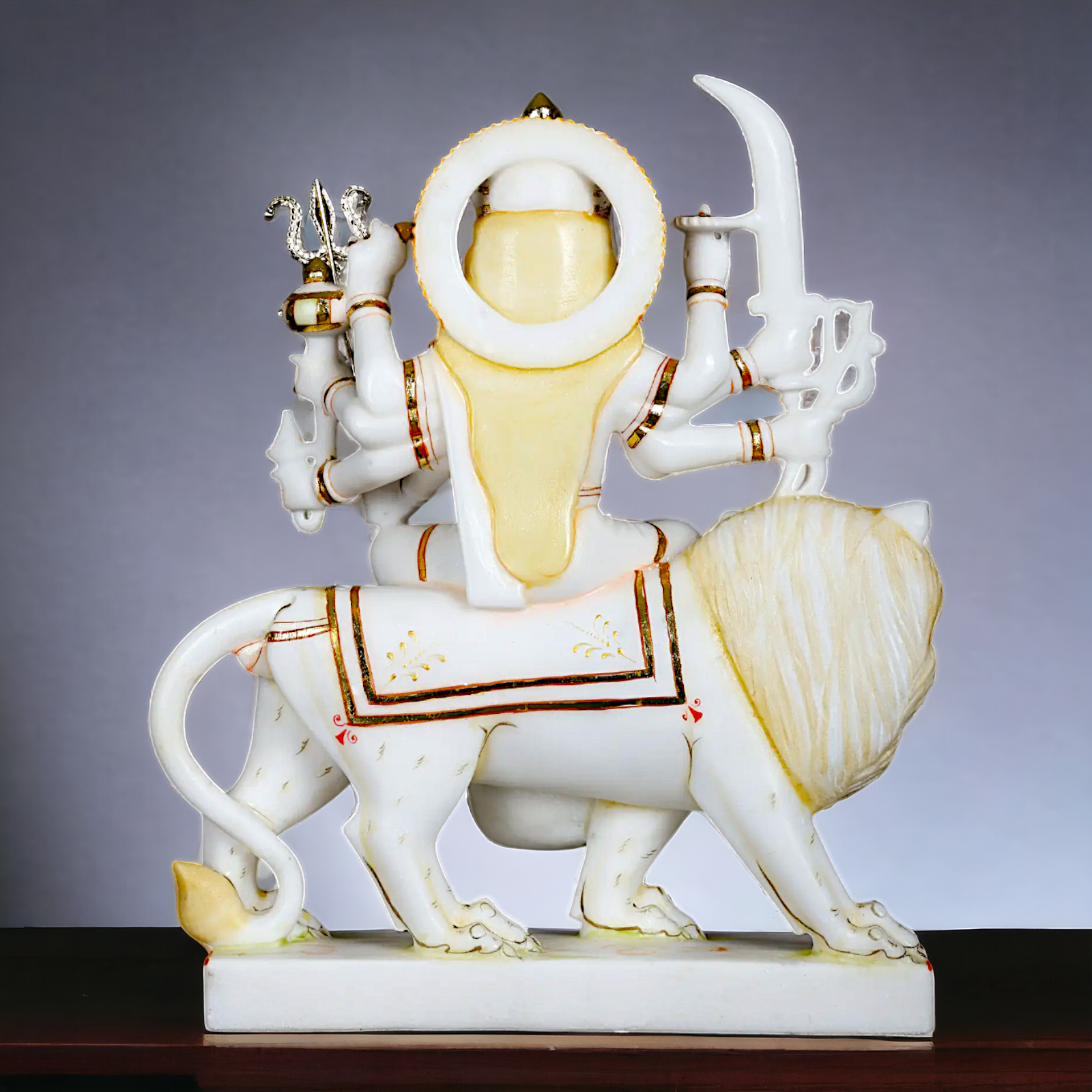 Marble Durga Sherawali Mata idol - 18 Inches