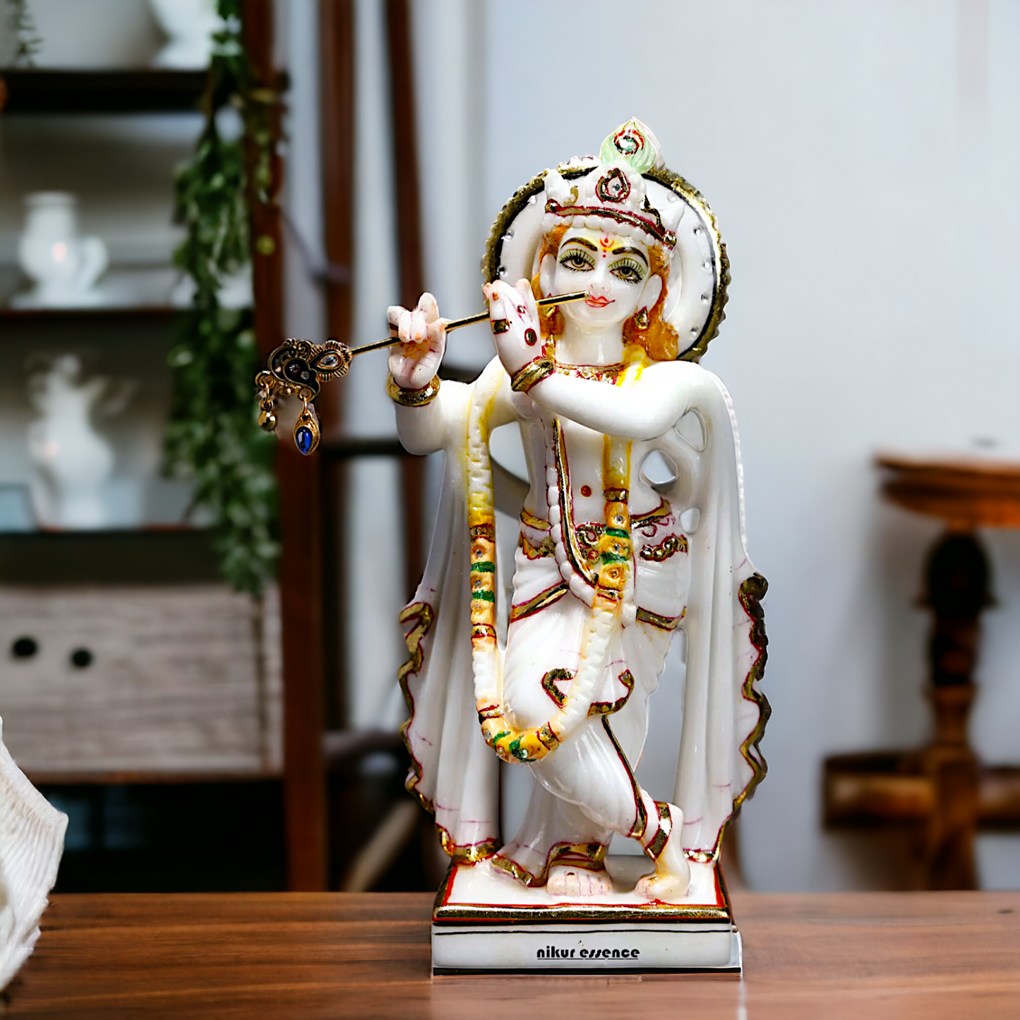 Marble Krishna with Playing Flute idol - 8 Inches