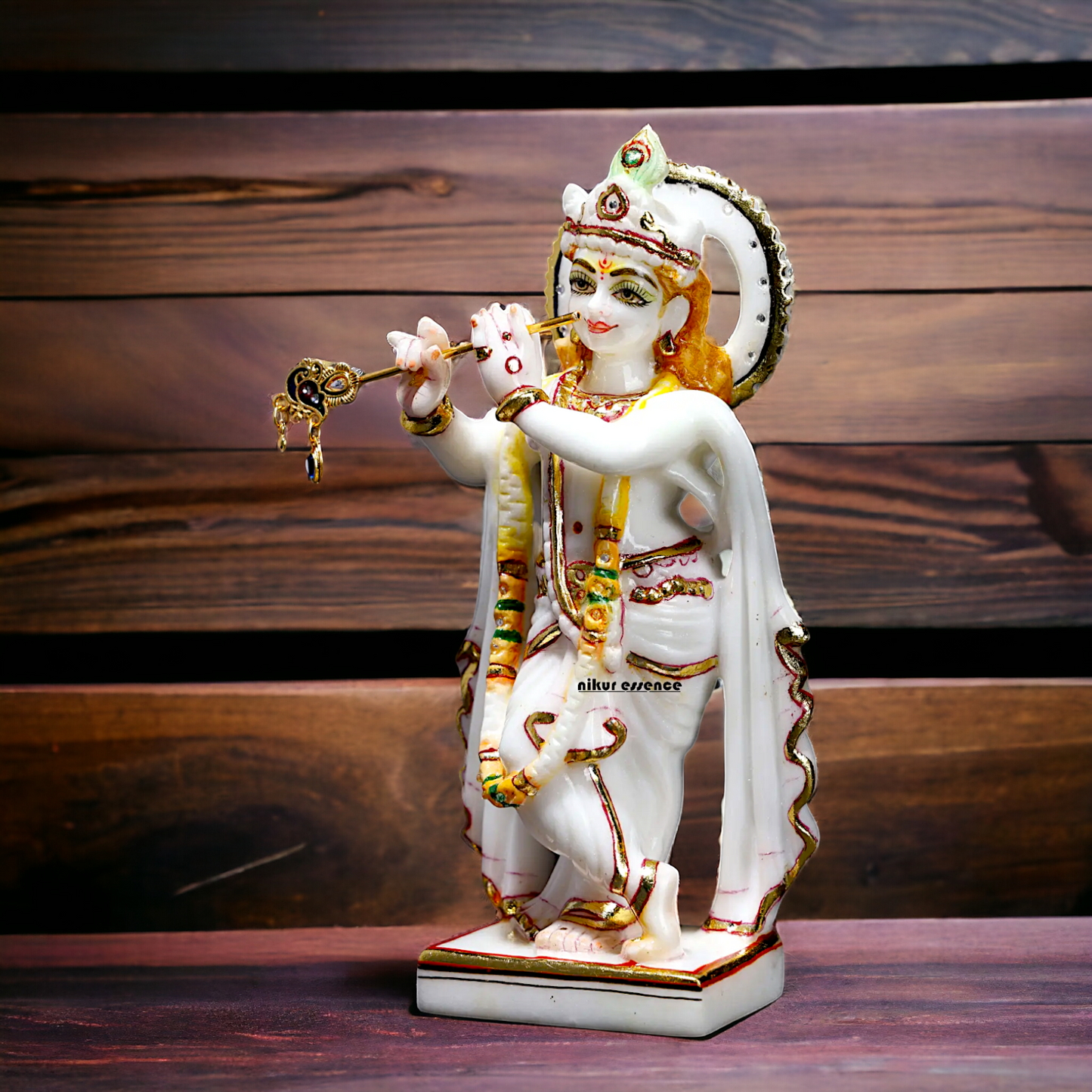 Marble Krishna with Playing Flute idol - 8 Inches