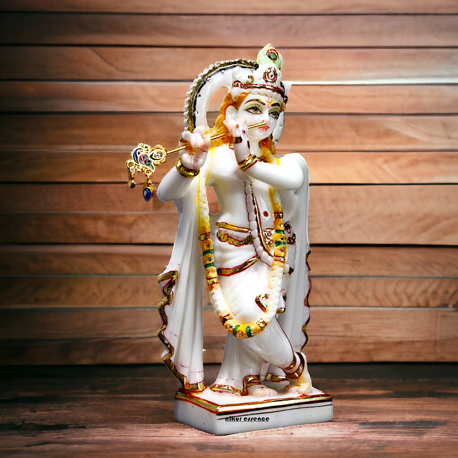 Marble Krishna with Playing Flute idol - 8 Inches