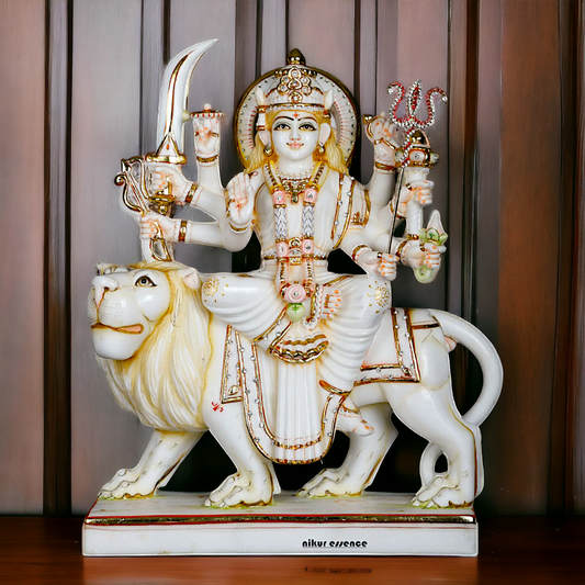 Marble Durga Sherawali Mata idol - 18 Inches