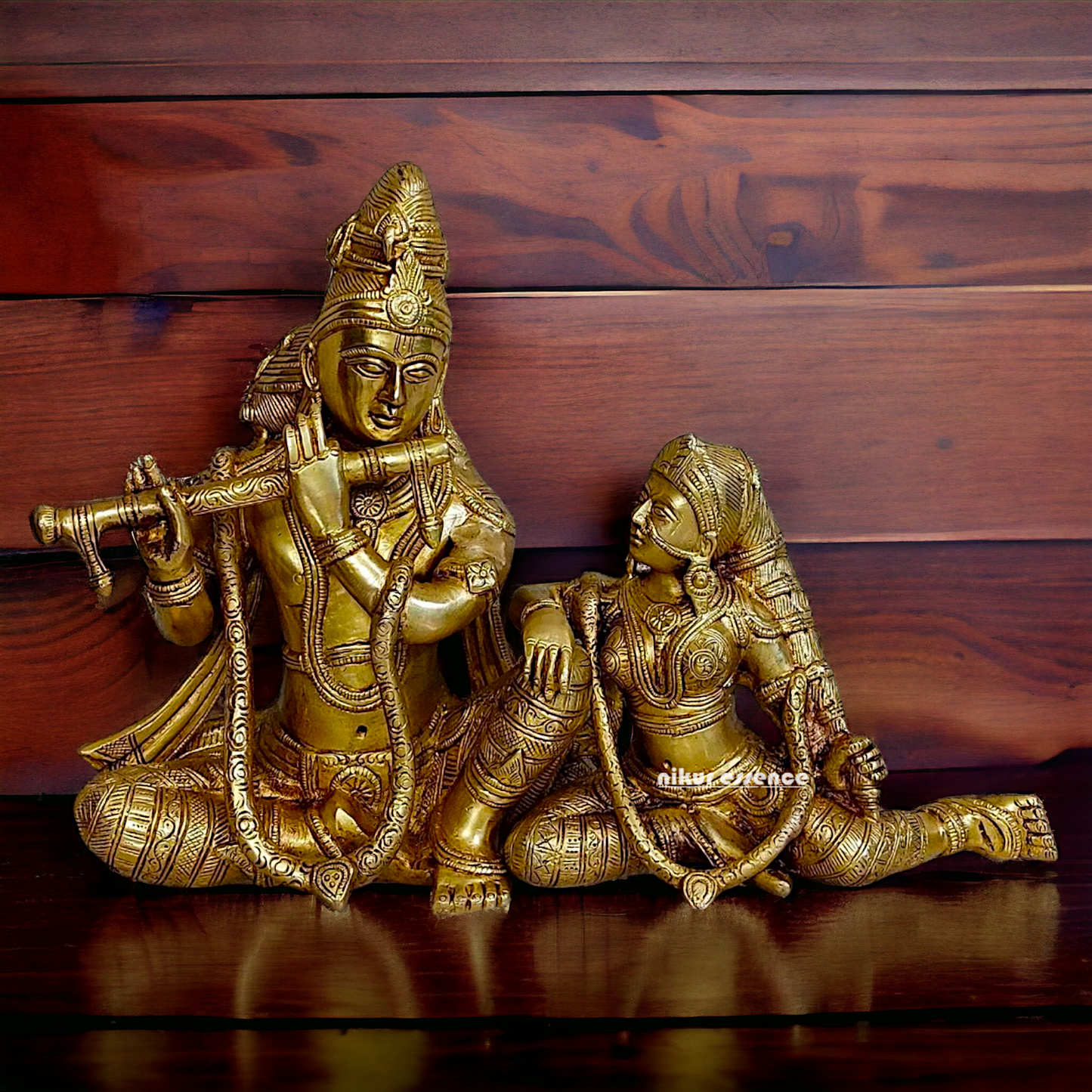 Antique brass Radha Krishna statue - 20 Inches