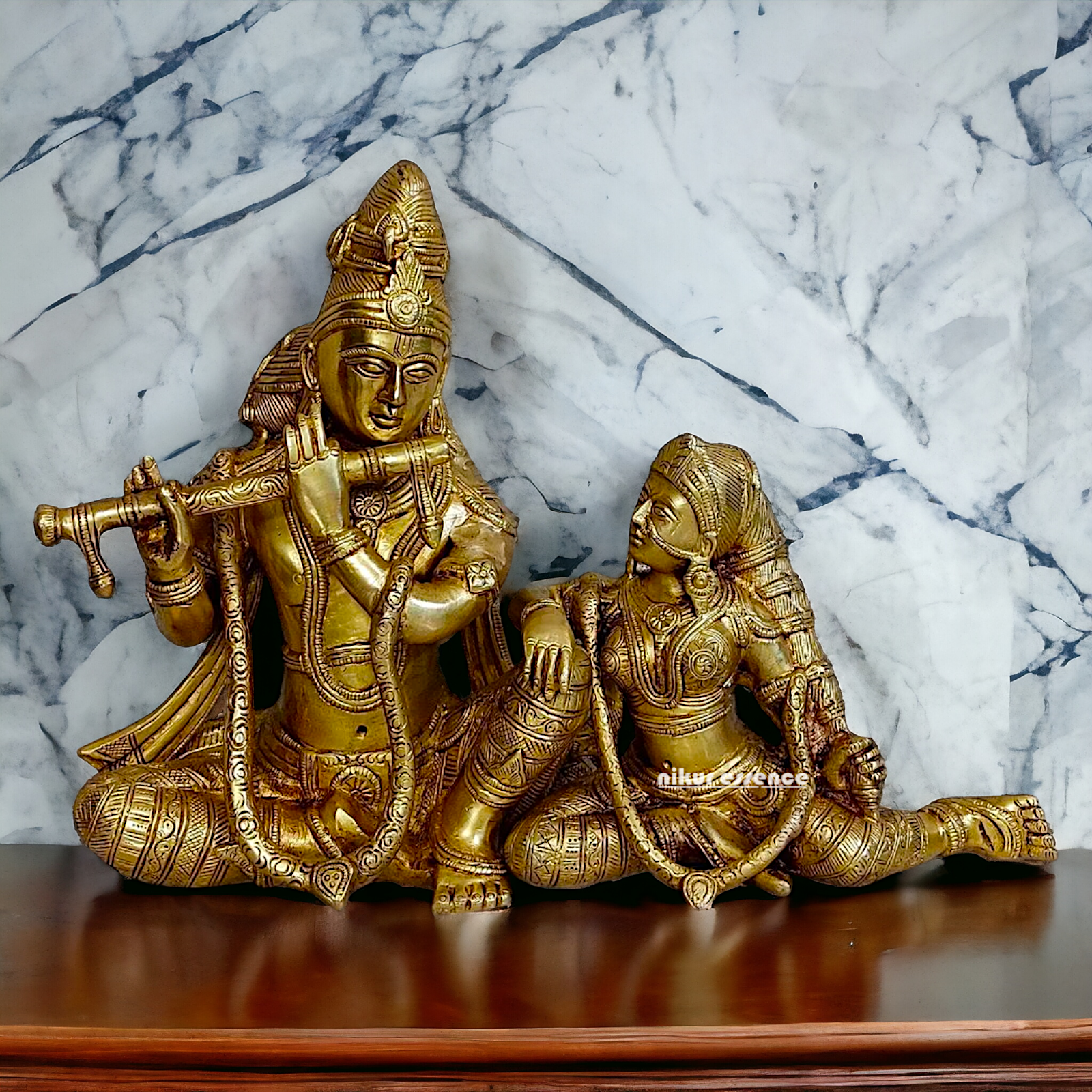 Antique brass Radha Krishna statue - 20 Inches