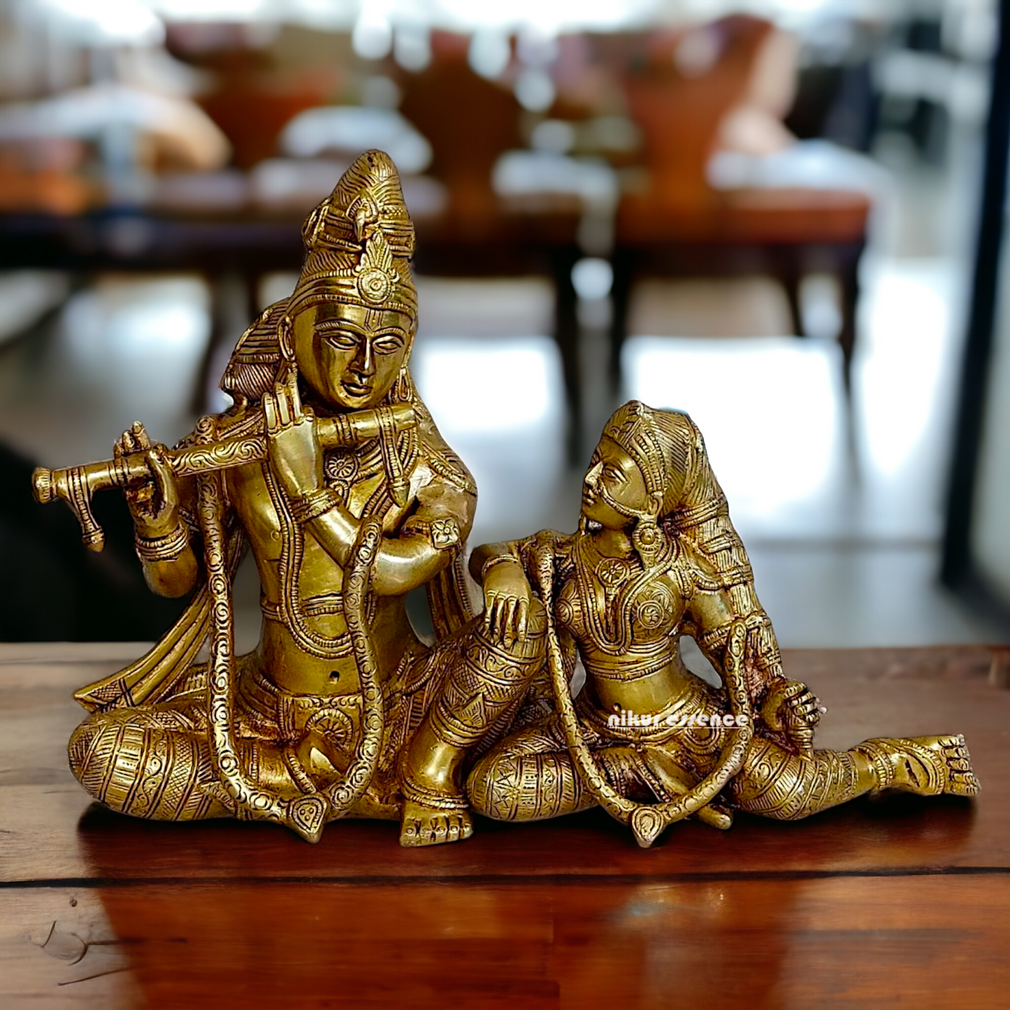 Antique brass Radha Krishna statue - 20 Inches