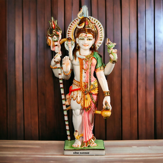 Ardhanarishvara Shiva Parvati pure Marble idol - 35 Inches