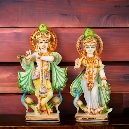 Radha Krishna Standing Original Marble idol - 12 Inches