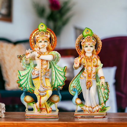 Radha Krishna Standing Original Marble idol - 12 Inches