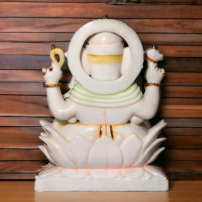 Marble Ganesha Sitting on Lotus statue - 18 Inches