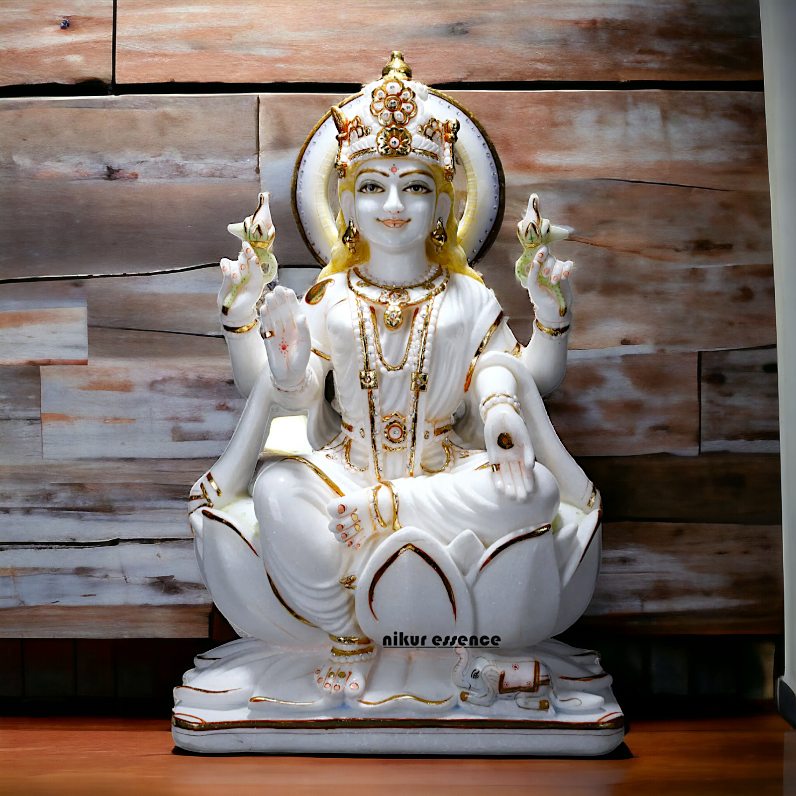 Mahalakshmi Devi Seated on Lotus pure Marble statue - 24 Inches