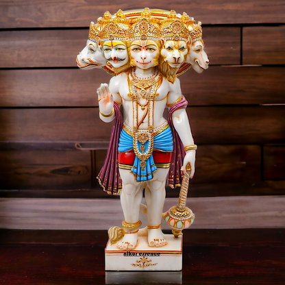 Big Hanuman Panchmukhi Standing with Gada Marble idol - 37 Inches