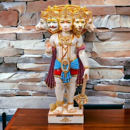 Big Hanuman Panchmukhi Standing with Gada Marble idol - 37 Inches