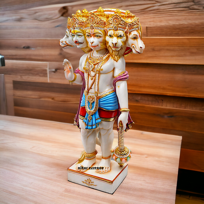 Big Hanuman Panchmukhi Standing with Gada Marble idol - 37 Inches