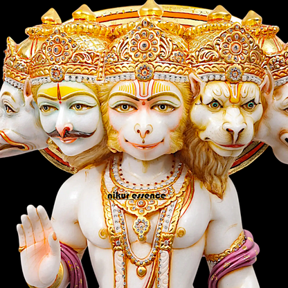 Big Hanuman Panchmukhi Standing with Gada Marble idol - 37 Inches