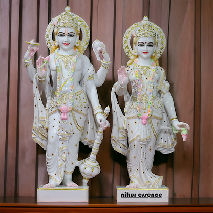 Vishnu Lakshmi Standing Marble statue - 39 Inches