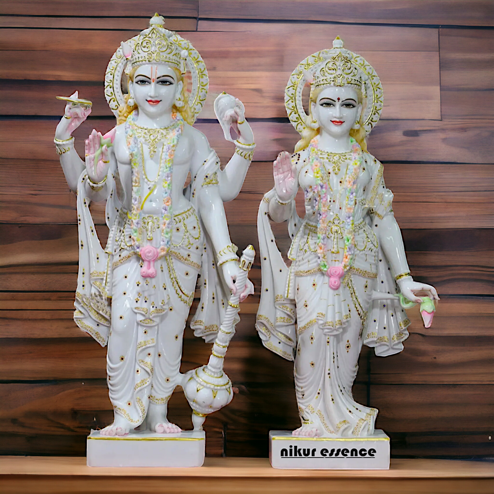 Vishnu Lakshmi Standing Marble statue - 39 Inches