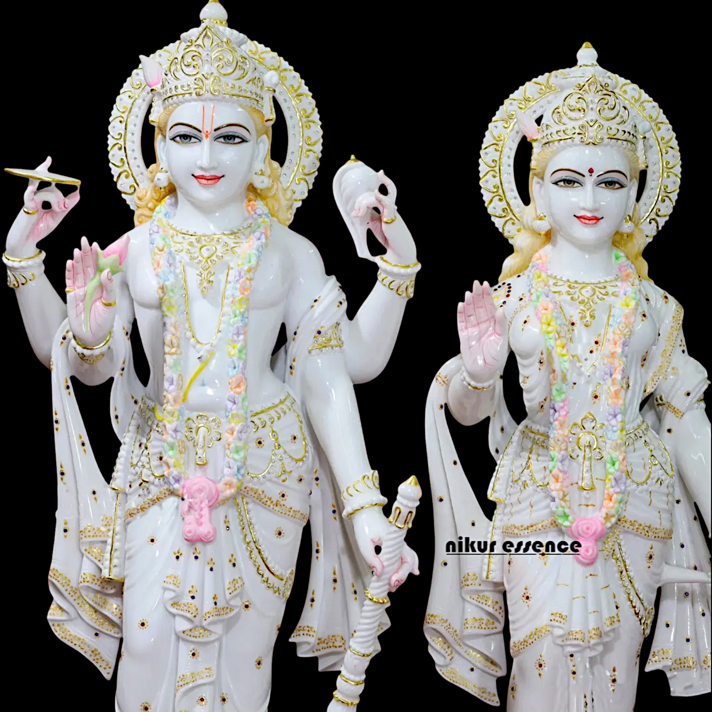 Vishnu Lakshmi Standing Marble statue - 39 Inches