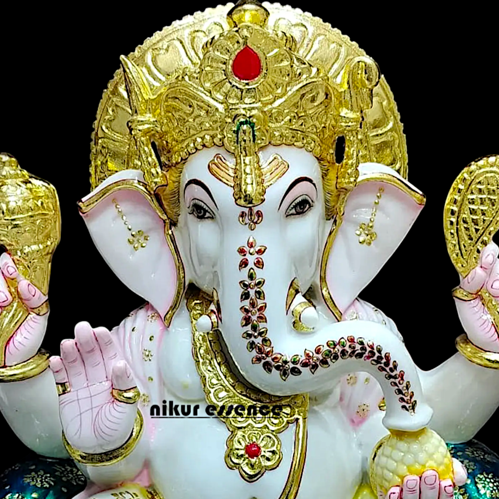 Big Ganesha Ganpati Sitting marble idol - 24 Inches