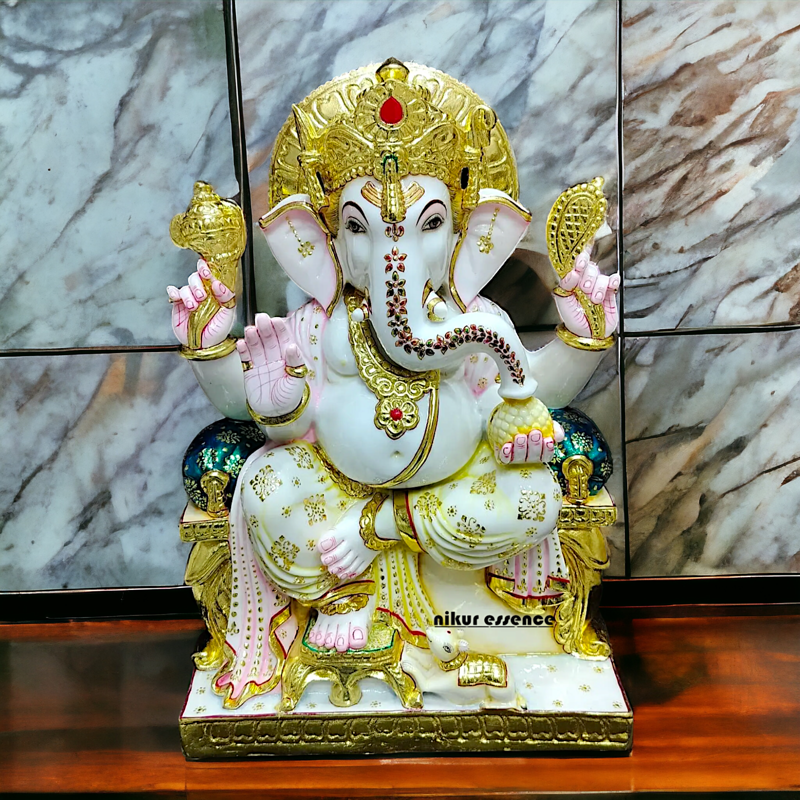 Big Ganesha Ganpati Sitting marble idol - 24 Inches