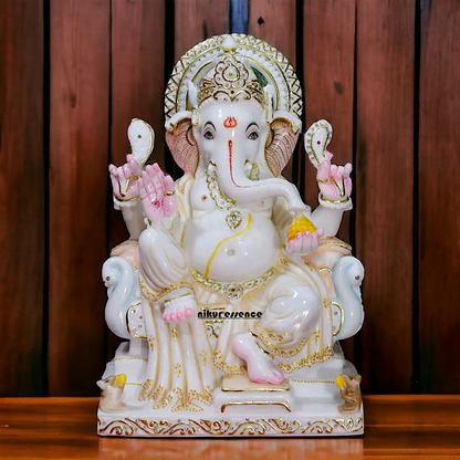 Ganesha sitting Marble statue - 18 inches