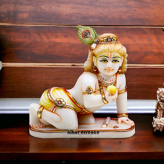 Laddoo Gopal White Marble statue - 7 inches