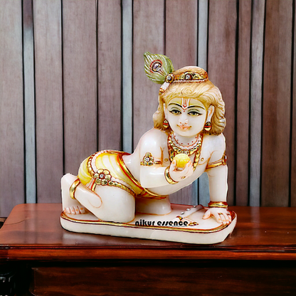 Laddoo Gopal White Marble statue - 7 inches