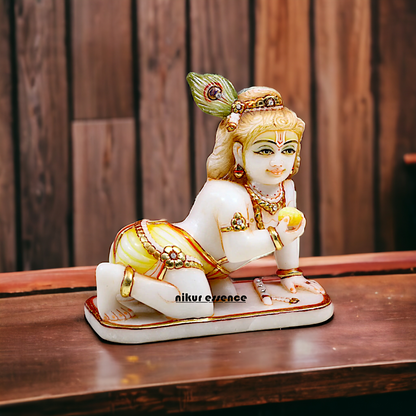 Laddoo Gopal White Marble statue - 7 inches