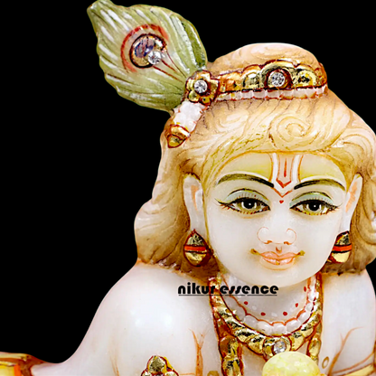 Laddoo Gopal White Marble statue - 7 inches