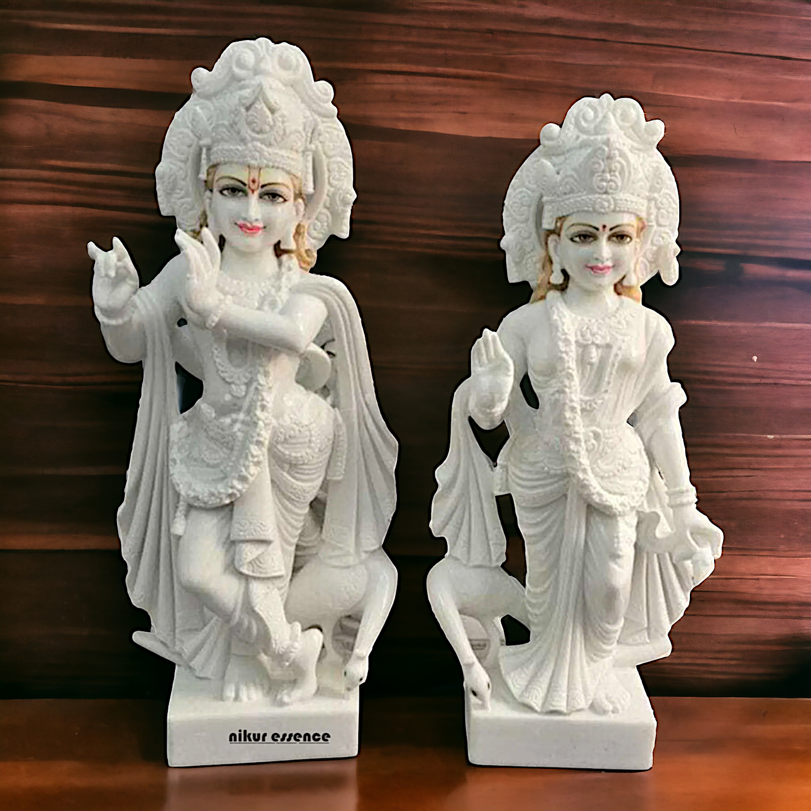 Radha Krishna Standing white Marble idol - 24 inches