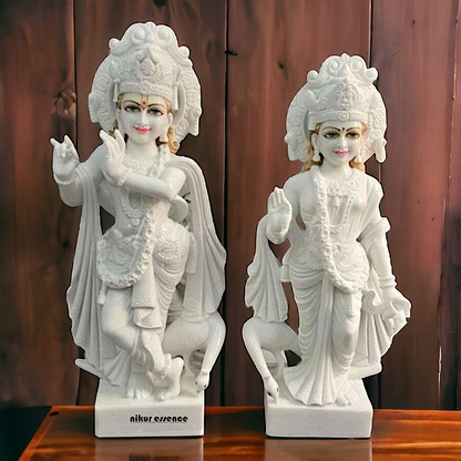 Radha Krishna Standing white Marble idol - 24 inches