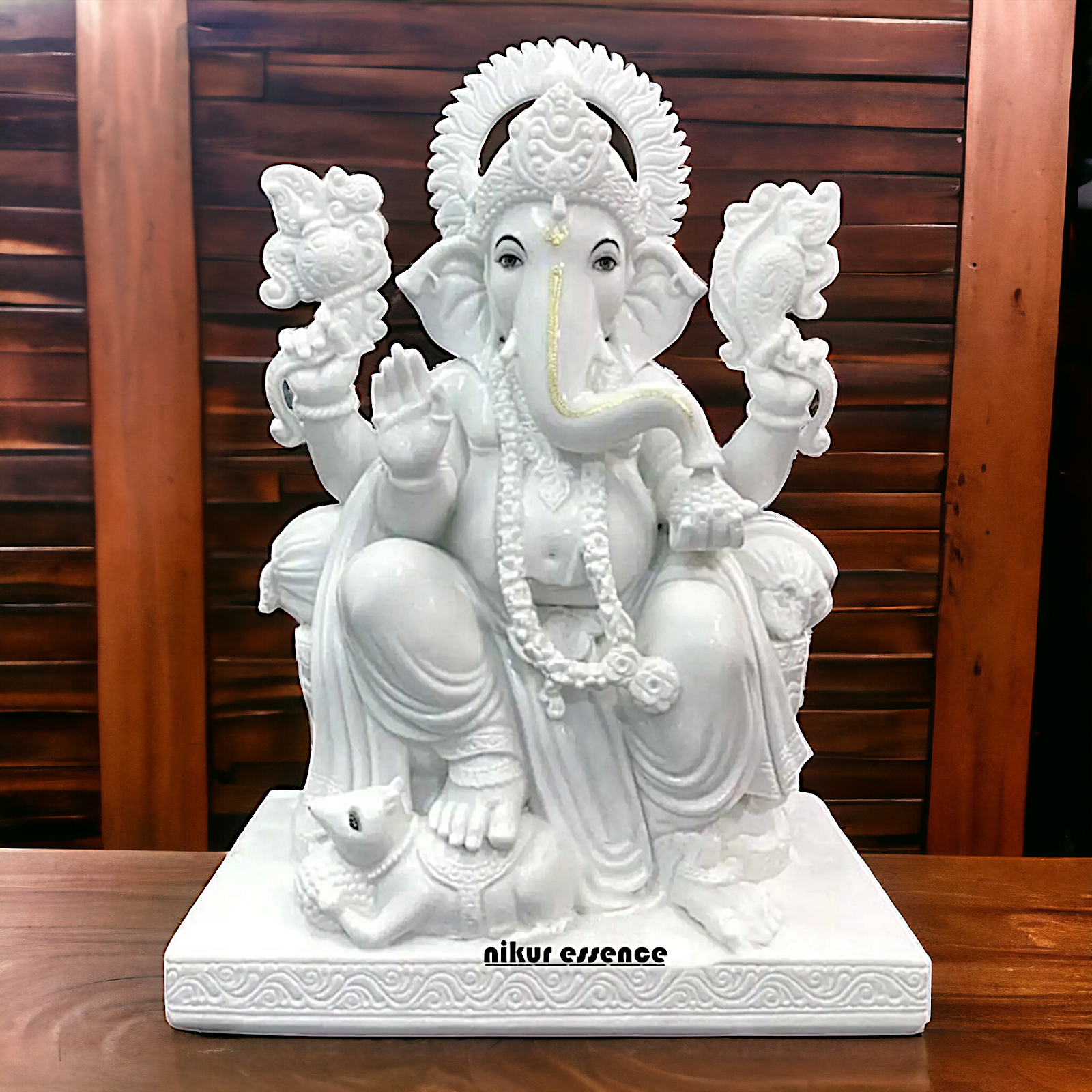 Big Ganpati Seated Pure marble idol - 36 inches