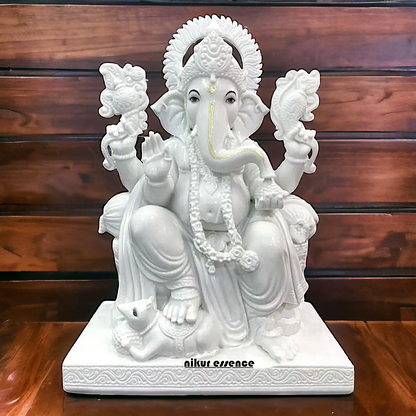 Big Ganpati Seated Pure marble idol - 36 inches