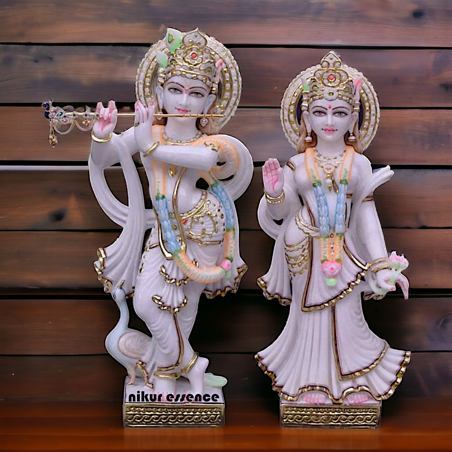 Radha Krishna with Playing Flute marble statue - 24 inches