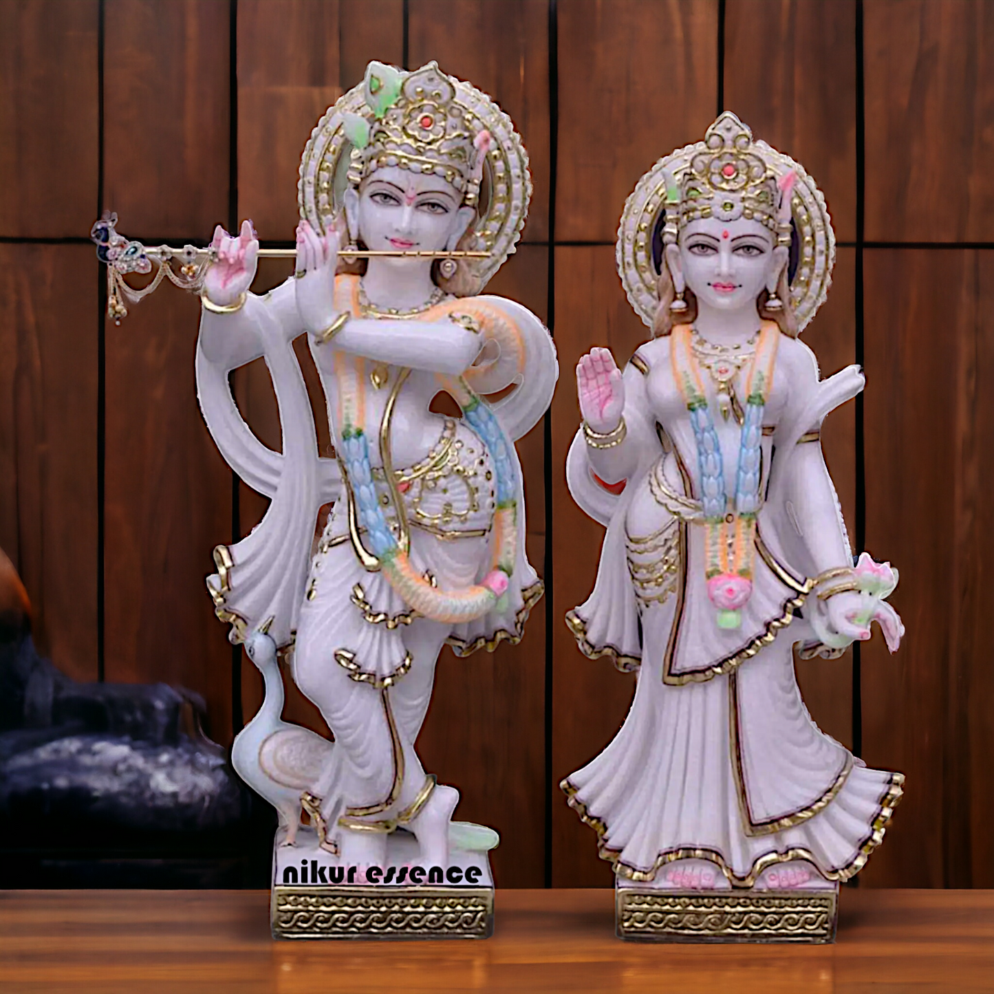 Radha Krishna with Playing Flute marble statue - 24 inches