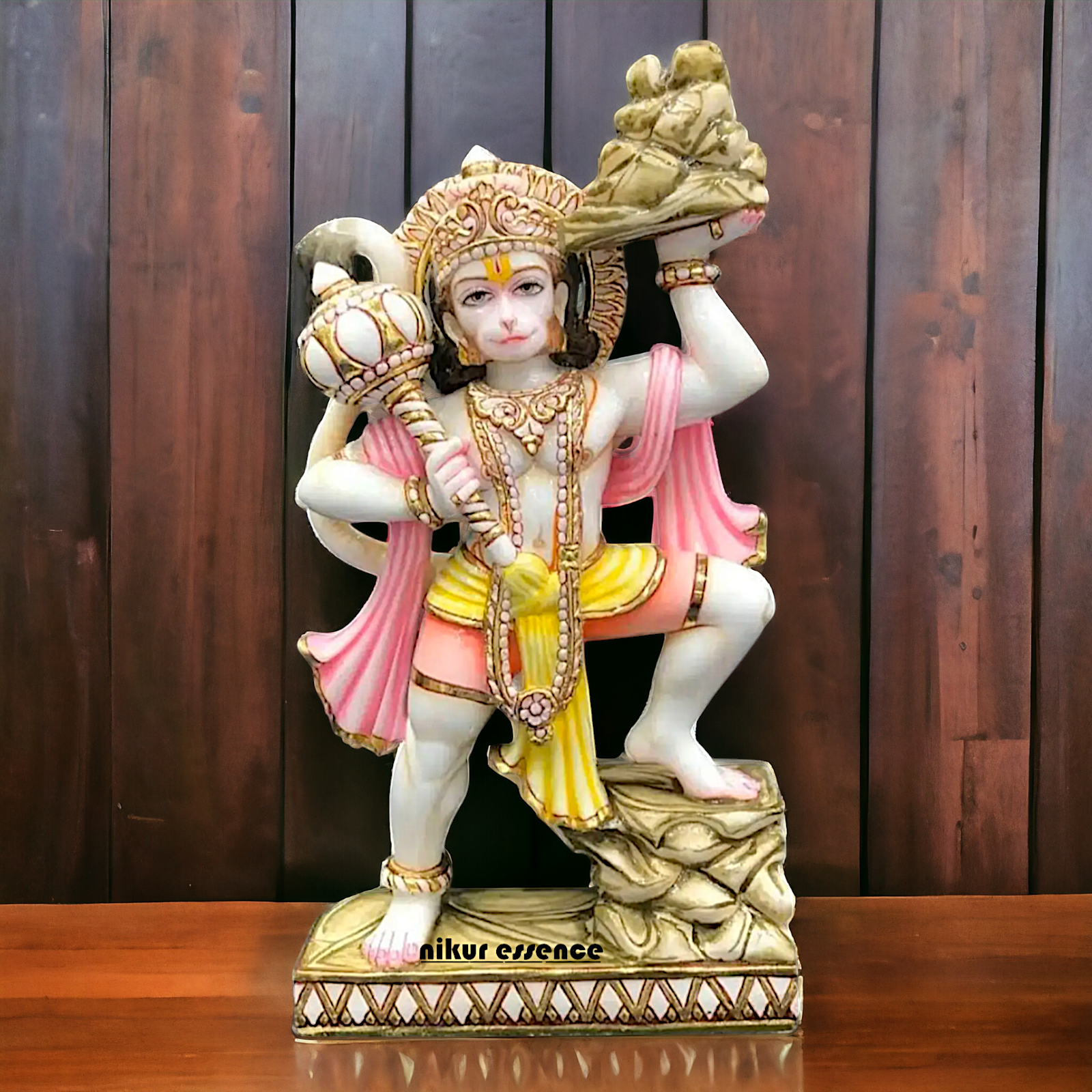 Big Hanuman ji hold Sanjeevani booti Mountain marble statue - 24 inches