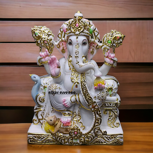 Ganesha Ganpati setting Marble idol - 21 inches